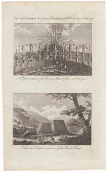 A Representation of a Morai, or Burial Place at Owhyhee [Hawaii]  A View in Owhyhee, with one of the Priest's Houses [Hawaii]